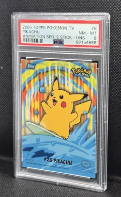 PSA 8, NM-MT. 2000 TOPPS POKEMON TV #8 PIKACHU ANIMATION SERIES 2. - Image 3