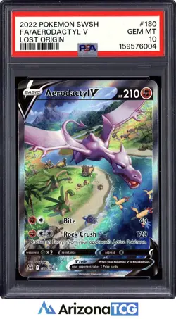 Pokemon 2022 Aerodactyl V 180/196 Alt Art Lost Origin GEM MINT PSA 10 - Image 1
