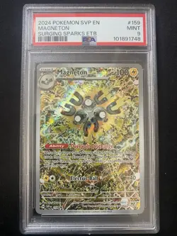 2024 POKEMON SVP EN-SV BLACK STAR PROMO 159 MAGNETON SURGING SPARKS ETB PSA 9 - Image 1