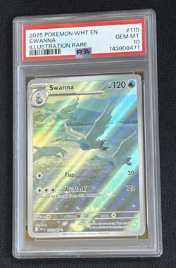 Swanna Illustration Rare #110 2025 Pokemon White Flare 110/086 - Gem Mt PSA 10 - Image 1