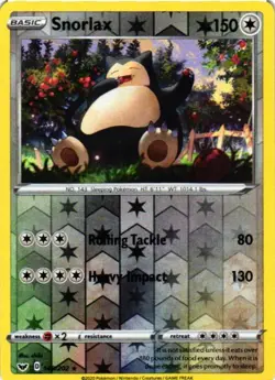 Snorlax 140/202 Rare Sword & Shield Pokemon Reverse Holo Near Mint - Image 1
