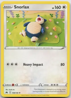 Snorlax 109/159 Rare Crown Zenith Pokemon NM A - Image 1