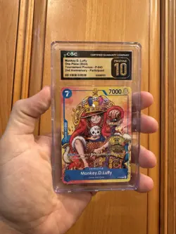 2024 ONE PIECE MONKEY D. LUFFY PROMO P-043 2ND ANNIVERSARY CGC 10 PRISTINE B RC7 - Image 1