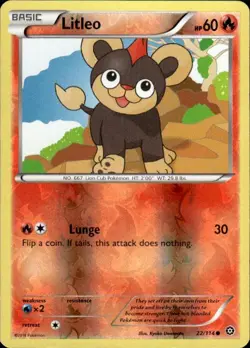 Pokemon Reverse Holo Litleo XY - Steam Siege 22/114 LP - Image 1
