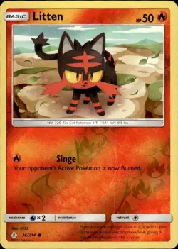 Pokemon Reverse Holo Litten (26) SM - Unbroken Bonds 26/214 LP - Image 1