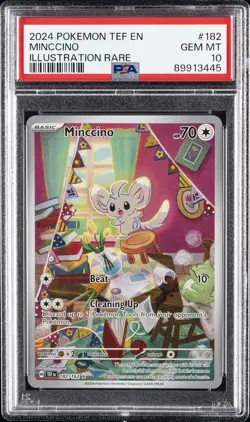 2024 POKEMON TEF EN-TEMPORAL FORCES ILLUSTRATION RARE #182 MINCCINO PSA 10 - Image 1