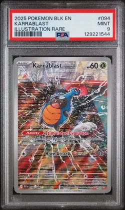 2025 Pokemon Scarlet & Violet Black Bolt #094/086 Karrablast PSA 9 - Image 1