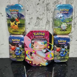 Pokemon TCG Mega Moonlit Tin & 4 Ascended Heroes Mini Tins Sealed Lot - Image 1