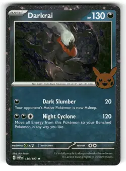 Darkrai (Cosmos Holo) NM 136/197 Trick or Trade BOOster 2024 Pokemon Holo - Image 1