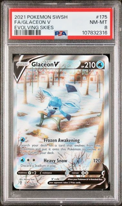 Pokemon 175 Glaceon V Full Art Holo Evolving Skies 175/203 2021 PSA 8 NM Mint - Image 1