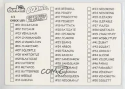 Tentacool Dunkin Boomer Pokemon Stickers #72 2000 - Image 2