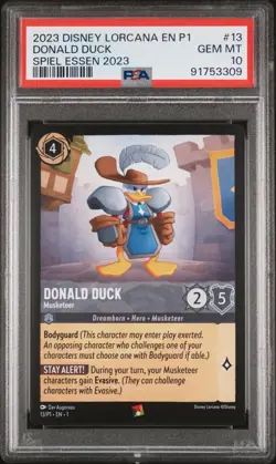 Lorcana TCG PSA 10 Disney Donald Musketeer 13/P1 EN Promo Spiel Essen 2023 new - Image 1