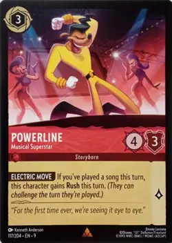 117/204 POWERLINE MUSICAL SUPERSTAR EN9 RARE DISNEY LORCANA CARD - Image 1