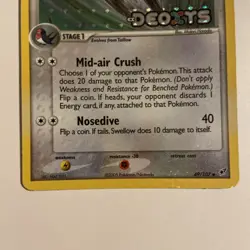 Pokemon TCG: Swellow 49/107 (2005) EX Deoxys • Reverse Holo Stamped Card LP - Image 3