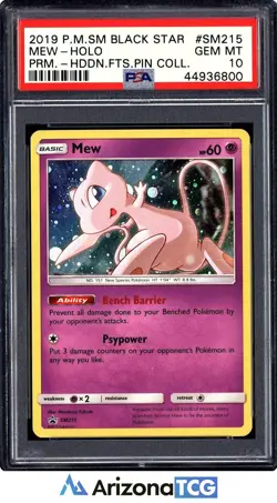 Pokemon 2019 Mew SM215 Holo Hidden Fates Pin Collection Promo GEM MINT PSA 10 - Image 1