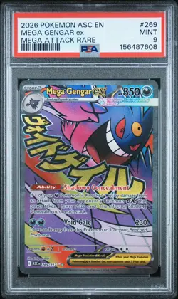 2026 Pokemon Ascended Heroes Mega Gengar ex Attack Rare #269/217 PSA 9 RegradeUU - Image 1