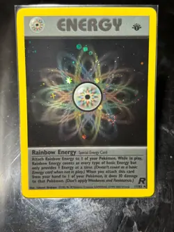 Rainbow Energy Holo Rare Team Rocket 1st Edition 17/82 Pokemon Card - 1999 SWIRL - Image 1