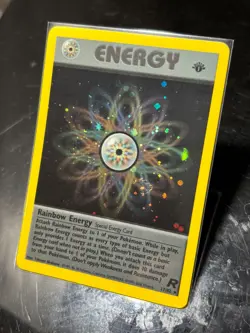 Rainbow Energy Holo Rare Team Rocket 1st Edition 17/82 Pokemon Card - 1999 SWIRL - Image 3