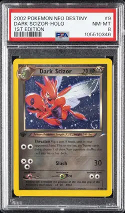 2002 POKEMON NEO DESTINY 1ST ED #9 DARK SCIZOR-HOLO PSA 8 - Image 1