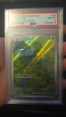 Pokemon 2023 Bulbasaur Illustration Rare Card PSA 8 166/165 - Image 2
