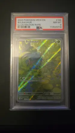 Pokemon 2023 Bulbasaur Illustration Rare Card PSA 8 166/165 - Image 3
