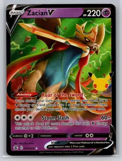 Zacian V 016/025 Holo V Rare Celebrations Pokemon Near Mint - Image 1