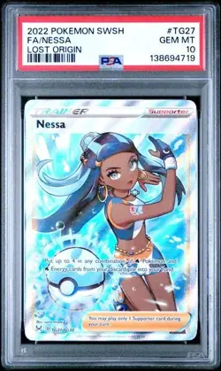 2022 Pokemon Sword & Shield Lost Origin Fa Nessa #TG27 PSA 10 Gem Mint - Image 1