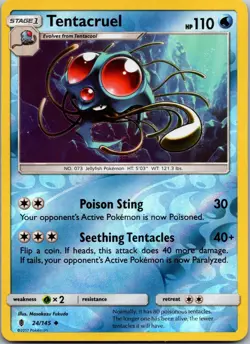 Tentacruel 24/145 Uncommon Guardians Rising Pokemon Reverse Holo Near Mint - Image 1