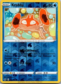 Krabby 042/202 Common Sword & Shield Pokemon Reverse Holo Near Mint - Image 1