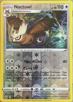 Noctowl Reverse Holo Rare - 144/202 - Sword & Shield Base Pokemon 2020 - Image 1