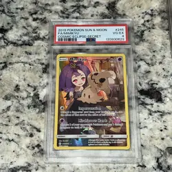 2019 Pokemon Sun & Moon Cosmic Eclipse Secret #245 Full Art Mimikyu PSA 4 - Image 1