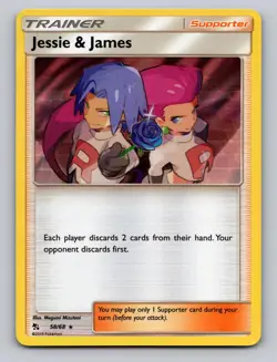 Jessie & James 58/68 Holo Rare Hidden Fates Pokemon Holo NM - Image 1