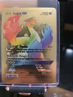 Lugia GX rainbow rare holographic- full art- (gold Metal card) Fan Art - Image 4