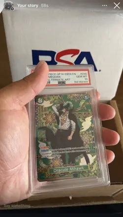 2026 ONE PIECE OP14 #030 AZURE SEA'S SEVEN DRACULE MIHAWK SP ALT ART PSA 10 - Image 4