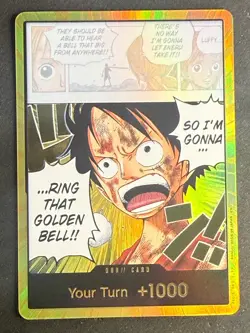 Bandai One Piece CCG Ring That Golden Bell!! Luffy Don!! Full Art Holo - Image 1