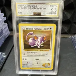 2023 Pokemon CLB Lt. Surge's Rattata Holo Trading Card AGS 9.5 - Image 1