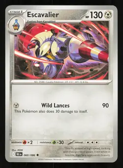 Escavalier 060/086 Regular Near Mint Pokemon TCG Scarlet & Violet Black Bolt BLK - Image 1
