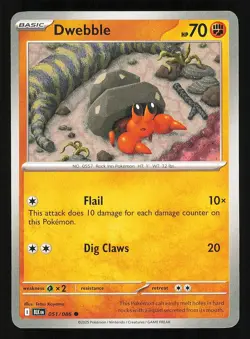 Dwebble 051/086 Regular Near Mint Pokemon TCG Scarlet & Violet Black Bolt BLK - Image 1