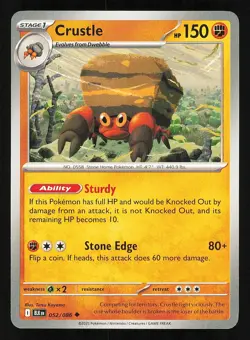 Crustle 052/086 Regular Near Mint Pokemon TCG Scarlet & Violet Black Bolt BLK - Image 1