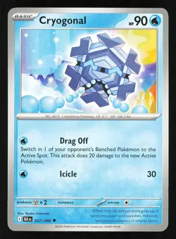 Cryogonal 027/086 Regular Near Mint Pokemon TCG Scarlet & Violet Black Bolt BLK - Image 1