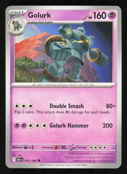 Golurk 043/086 Regular Near Mint Pokemon TCG Scarlet & Violet Black Bolt BLK - Image 1