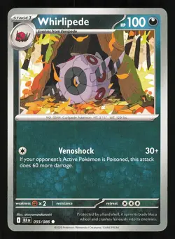Whirlipede 055/086 Regular Near Mint Pokemon TCG Scarlet & Violet Black Bolt BLK - Image 1