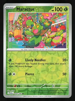 Maractus 008/086 Reverse Holo NM Pokemon TCG Scarlet & Violet Black Bolt BLK - Image 1
