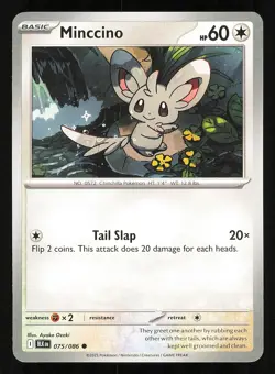 Minccino 075/086 Regular Near Mint Pokemon TCG Scarlet & Violet Black Bolt BLK - Image 1