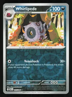 Whirlipede 055/086 Reverse Holo NM Pokemon TCG Scarlet & Violet Black Bolt BLK - Image 1