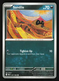 Sandile 057/086 Regular Near Mint Pokemon TCG Scarlet & Violet Black Bolt BLK - Image 1