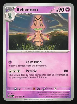 Beheeyem 041/086 Regular Near Mint Pokemon TCG Scarlet & Violet Black Bolt BLK - Image 1