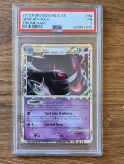 2010 Pokemon Heart Gold Soul Silver HGSS Triumphant PSA 1 Gengar Holo #94 - Image 1