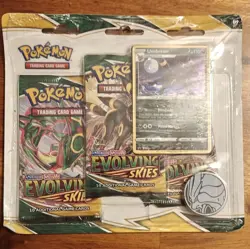 Pokemon Sword & Shield Evolving Skies 3 Pack Blister Umbreon Holo Sealed - Image 1