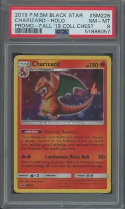 Pokemon TCG Charizard SM226 Black Star Fall Chest Promo Holo PSA 8 - Image 1